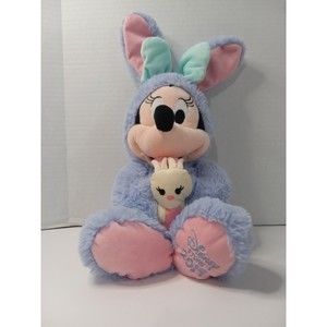 Disney Store Minnie Mouse Easter Bunny Plush Toy Doll 18" Purple Rabbit 2019